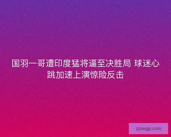 国羽一哥遭印度猛将逼至决胜局 球迷心跳加速上演惊险反击