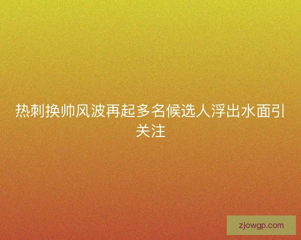 热刺换帅风波再起多名候选人浮出水面引关注